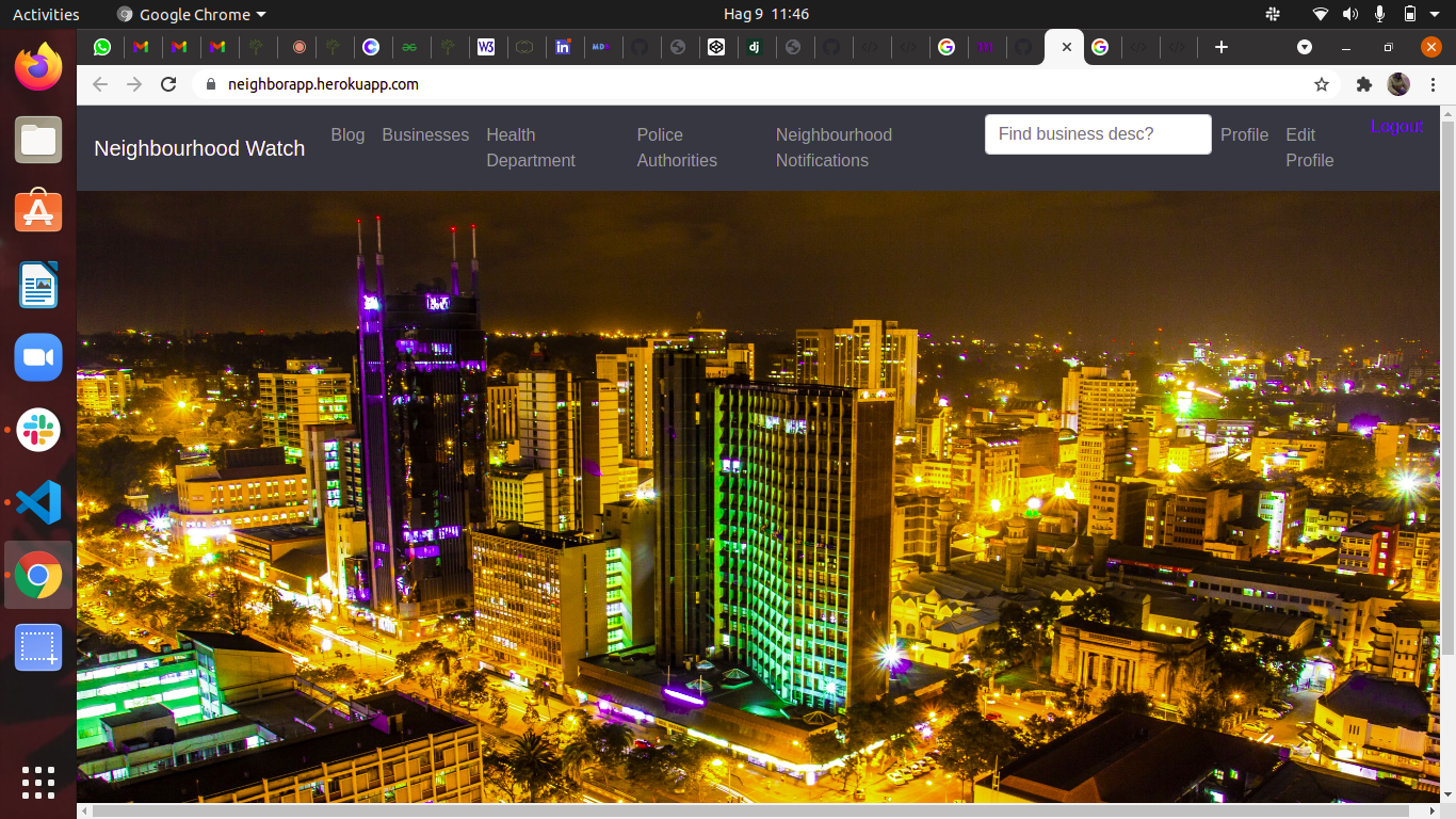 Screenshot of  web app
